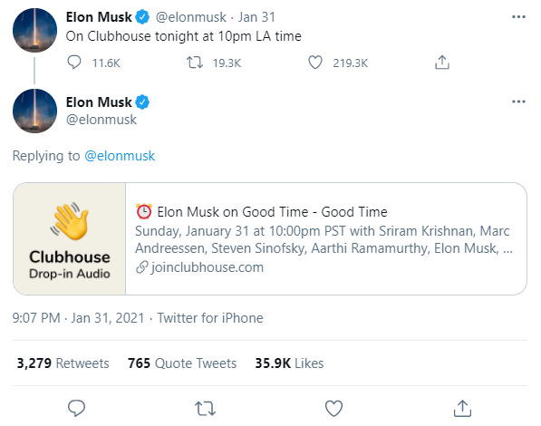 Elon Twitter Clubhouse